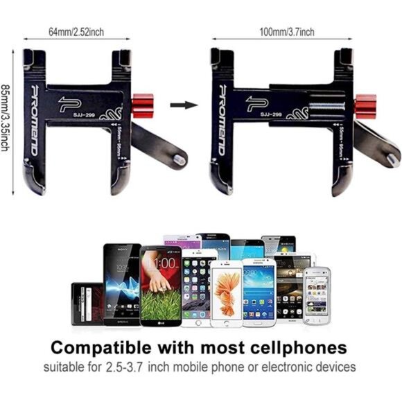 Motorcycle＆Bike Phone Mount, Aluminum Alloy Bicycle Handlebar Cellphone Holder - Picture 3 of 8